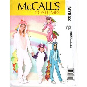 McCalls M7852 Girls 3 to 8 Unicorn Costume Uncut Sewing Pattern